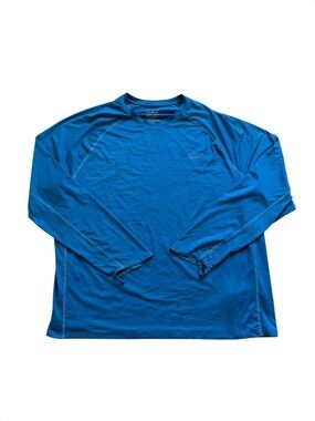 L.L. Bean Men’s Swift Cooling Rash Guard 3XL Blue Stretch Long Sleeve UPF 50+
